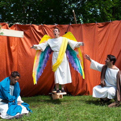 Passion Play (2013). Mayko Nguyen, Katherine Cullen, Thrasso Petras. Photo by Keith Barker.
